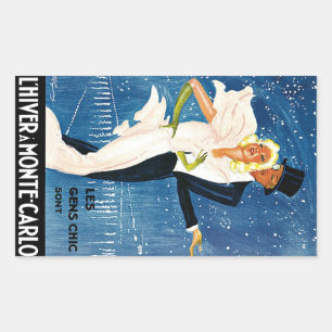 Sticker Rectangulaire Voyage vintage, amour romantique hiver à Monte Car