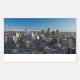 Sticker Rectangulaire Vue aérienne d'horizon de ville de Seattle