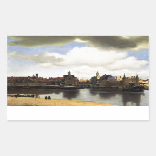Sticker Rectangulaire Vue de Delft par Johannes Vermeer
