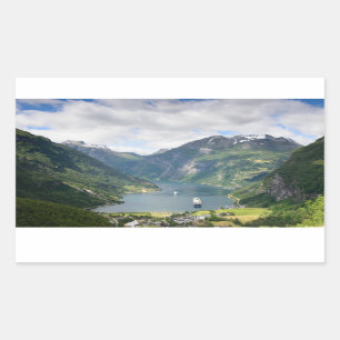 Sticker Rectangulaire Vue de Geirangerfjord dans l'autocollant
