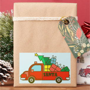 Sticker Rectangulaire Vue latérale du camion père Noël Joyeux Noël