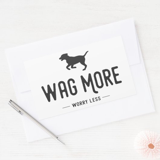 Sticker Rectangulaire Wag Plus Inquiète Moins (Enveloppe)