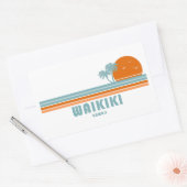 Sticker Rectangulaire Waikiki Hawaii palmiers solaires (Enveloppe)