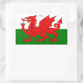 Sticker Rectangulaire WALES : Drapeau du Pays de Galles avec le texte "P (Sac)