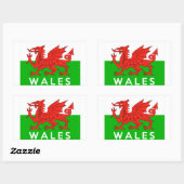 Sticker Rectangulaire wales royaume-uni drapeau pays nom du texte soush (Feuille)