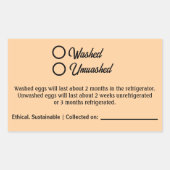 Sticker Rectangulaire Washed Unwashed Chicken Egg Carton Packaging (Devant)
