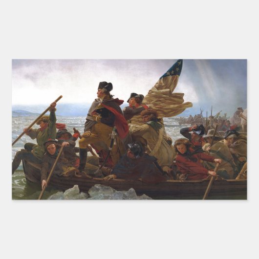 Sticker Rectangulaire Washington Crossing Delaware Art (Devant)