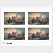 Sticker Rectangulaire Washington traversant le Delaware par Emanuel Leut (Feuille)