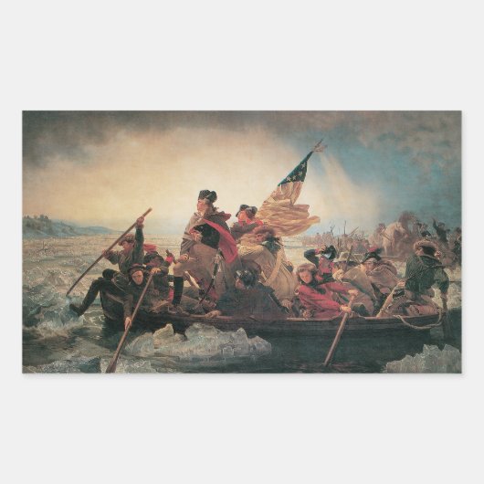 Sticker Rectangulaire Washington Traverser le Delaware par Emanuel Leutz (Devant)