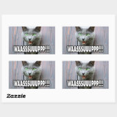 Sticker Rectangulaire WASSUP - Mème de chat (Feuille)