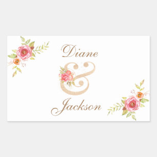 Sticker Rectangulaire Watercolor Cottage Jardin Rose Scrapbook