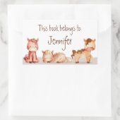 Sticker Rectangulaire Watercolor Cute Horses Cartoon Art (Sac)