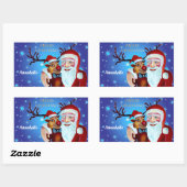 Sticker Rectangulaire Watercolor Magical Santa Claus Smiling Rudolph (Feuille)