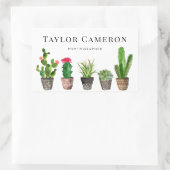 Sticker Rectangulaire Watercolor Potted Cactus and Succulents Business (Sac)