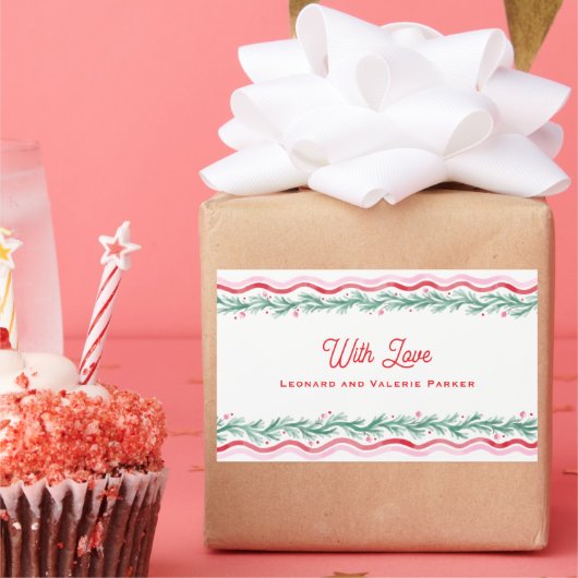 Sticker Rectangulaire Watercolor Wavy Holiday Garland Frame (Fête)