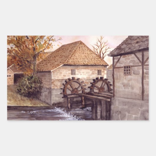 Sticker Rectangulaire Watermill Watercolor (Devant)