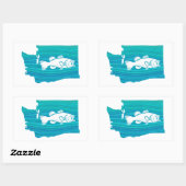 Sticker Rectangulaire Wave Fishing de l'État de Washington (Feuille)