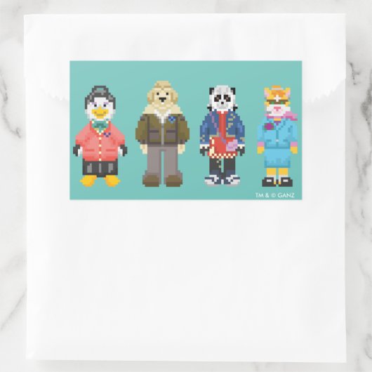 Sticker Rectangulaire Webkinz Pixel Hôtes (Sac)