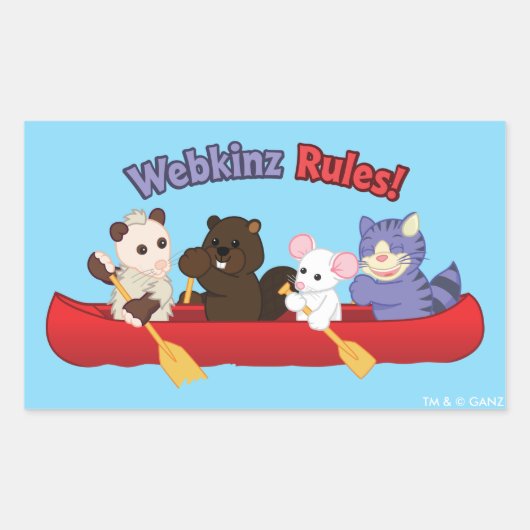 Sticker Rectangulaire Webkinz | Webkinz Règles du voyage en canoë (Devant)