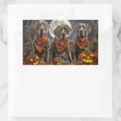 Sticker Rectangulaire Weimaraner Halloween Éffrayant (Sac)