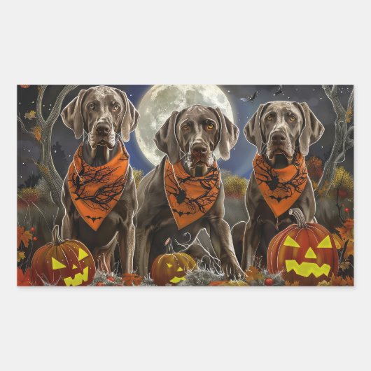 Sticker Rectangulaire Weimaraner Halloween Éffrayant (Devant)