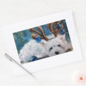 Sticker Rectangulaire West Highland Terrier Blue Christmas Westig Chien  (Enveloppe)