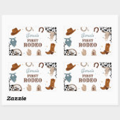 Sticker Rectangulaire Western First Rodeo Wild West Boy Premier annivers (Feuille)