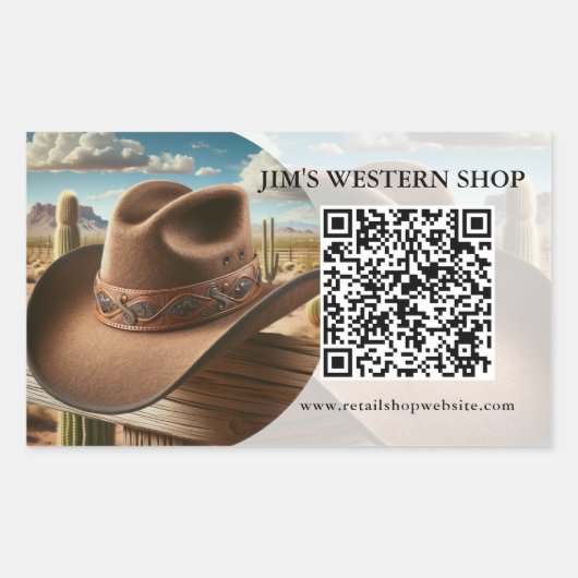 Sticker Rectangulaire Western QR Code Business (Devant)