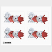 Sticker Rectangulaire Westie Cowboy en Rouge (Feuille)
