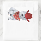 Sticker Rectangulaire Westie Cowboy en Rouge (Sac)