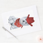Sticker Rectangulaire Westie Cowboy en Rouge (Enveloppe)