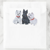 Sticker Rectangulaire Westies and a Scottie Together (Sac)