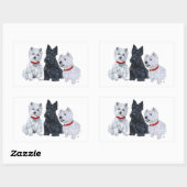 Sticker Rectangulaire Westies et un Scottie ensemble (Feuille)