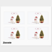 Sticker Rectangulaire Westin Funny Chien de Noël avec arbre (Feuille)