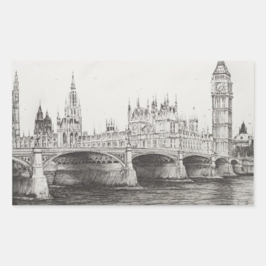 Sticker Rectangulaire Westminster Bridge London UK. 30/10/2006 (Devant)