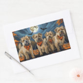 Sticker Rectangulaire Wheaten Terrier Halloween Éffrayant (Enveloppe)
