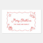 Sticker Rectangulaire Whimsical Christmas Hand Drawn Scribble Minimalist (Devant)