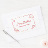 Sticker Rectangulaire Whimsical Christmas Hand Drawn Scribble Minimalist (Enveloppe)
