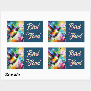 Sticker Rectangulaire Whimsical Colorful Hummingbird Bird Personnalisé