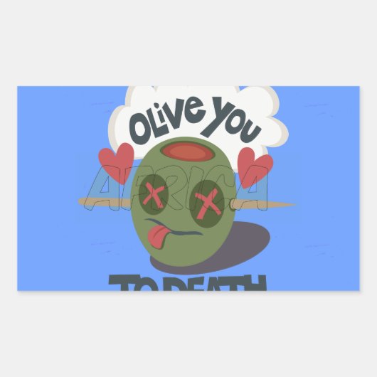 Sticker Rectangulaire Whimsical "Olive My Heart" Drôle Visage Design (Devant)