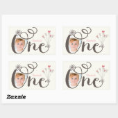 Sticker Rectangulaire Whimsical One mignon fille 1er anniversaire fête F (Feuille)