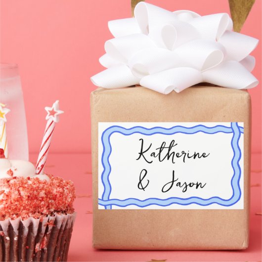 Sticker Rectangulaire Whimsical Wavy Retro Merci Super cadeau (Fête)