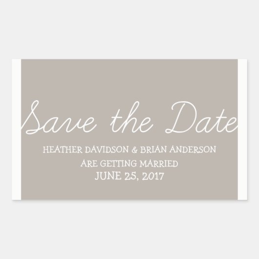 Sticker Rectangulaire Whimsy Save Date Stickers, Beige (Devant)