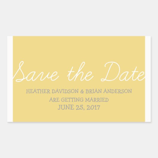 Sticker Rectangulaire Whimsy Save Date Stickers, Jaune (Devant)