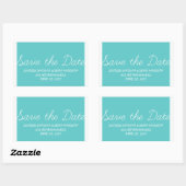 Sticker Rectangulaire Whimsy Save Date Stickers, Turquoise (Feuille)