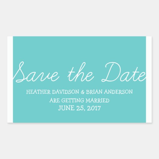 Sticker Rectangulaire Whimsy Save Date Stickers, Turquoise (Devant)
