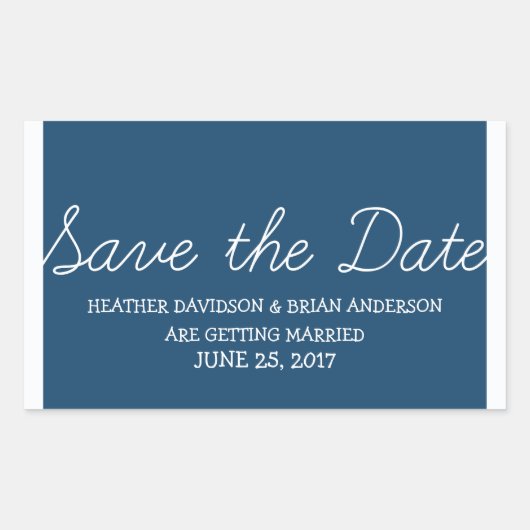 Sticker Rectangulaire Whimsy Save the Date Stickers, Bleu (Devant)