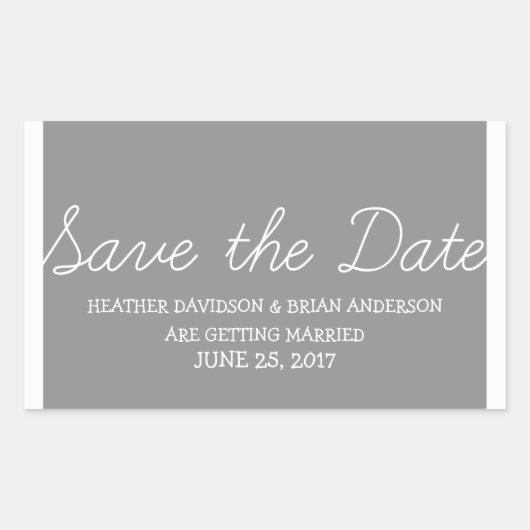 Sticker Rectangulaire Whimsy Save the Date Stickers, Grey (Devant)