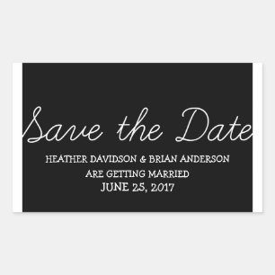 Sticker Rectangulaire Whimsy Save the Date Stickers, Noir