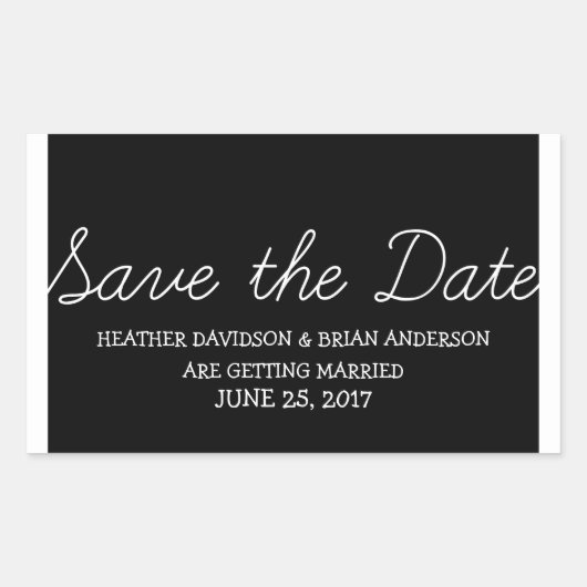 Sticker Rectangulaire Whimsy Save the Date Stickers, Noir (Devant)